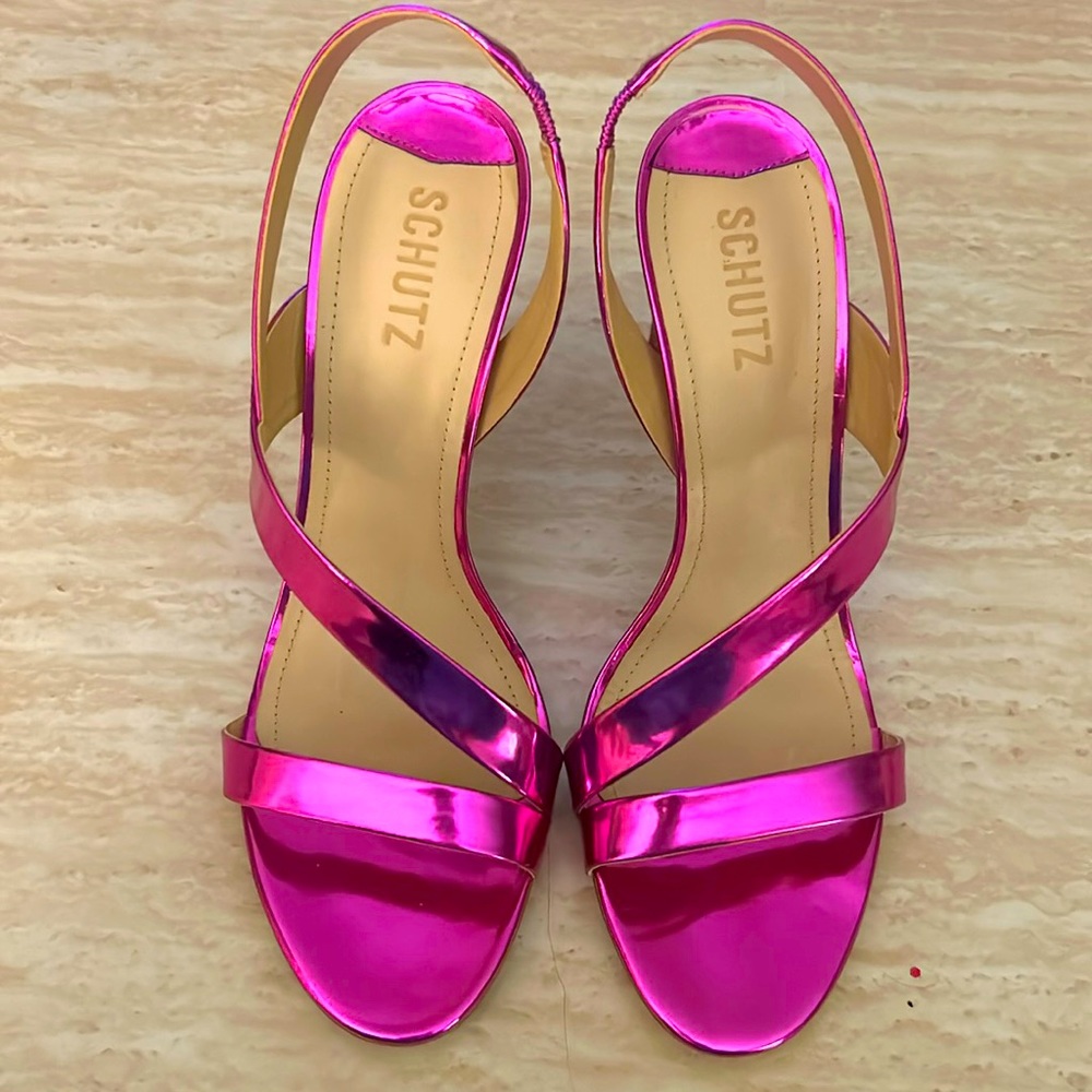 SCHUTZ Pink Metallic Heels